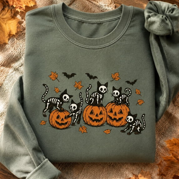 Halloween Shirt, Black Cat Pumpkin Sweatshirt, Vintage Jack O Lantern Hoodie, Spooky Cat Graphic Tee, Cute Fall Halloween Gift For Her