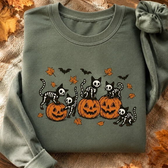 Halloween Shirt, Black Cat Pumpkin Sweatshirt, Vintage Jack O Lantern Hoodie, Spooky Cat Graphic Tee, Cute Fall Halloween Gift For Her