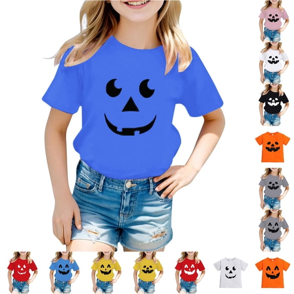 Halloween Shirt Boys & Girls Crewneck Short Sleeve Graphic Tshirts Boy Girl Halloween Outfit 1-2 Years