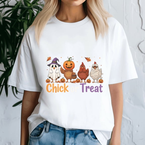 Halloween Shirt,Chick Or Treat Halloween Witch Spooky Chicken Farmer, Happy Halloween Shirt , Ghost Pumpkin Tshirt, Funny Holiday Gift,Horror Witchy