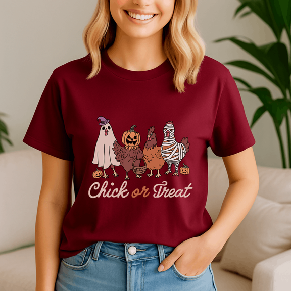 Halloween Shirt,Chick Or Treat Halloween Witch Spooky Chicken, Happy Halloween Shirt , Ghost Pumpkin Tshirt, Funny Holiday Gift,Horror Witchy