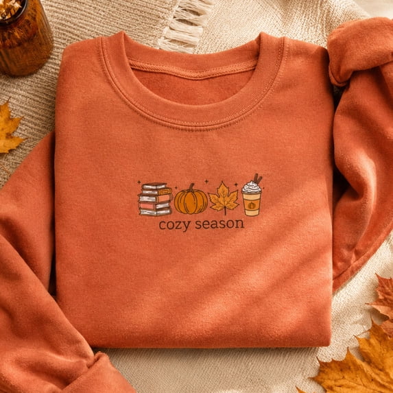 Halloween Shirt, Cozy Season Books Pumpkin Coffee Sweatshirt, Minimalist Fall Hoodie, Autumn Reader T-Shirt, Thanksgiving Gift for Book Lovers