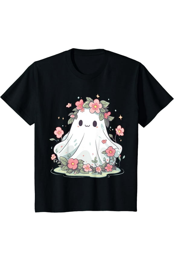 Halloween Shirt Floral Ghost Halloween Costume Girls Women T-Shirt