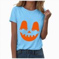 thumbnail image 1 of Halloween Shirt For Women Print T Shirt Short Sleeve Women Short Sleeve Round Neck Tee T Shirt Printing Loose Top XL Blue, 1 of 4