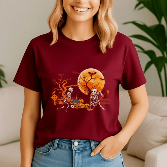 Halloween Shirt,Funny Skeleton Hockey Pumpin Spooky, Spooky Season Tee, Happy Halloween Shirt , Ghost Pumpkin Tshirt, Funny Holiday Gift,Horror Witchy