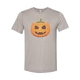 thumbnail image 1 of "Halloween Shirt, Jack-O'-Lantern, Pumpkin Shirt, Unisex, Sublimation, Soft Bella T, Halloween Tee, Jack O Lantern, Pumpkin Lover, Scary Tee, Heather Stone, SMALL", 1 of 1