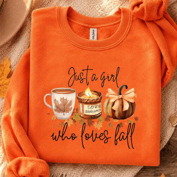 Halloween Shirt, Just A Girl Who Loves Fall Sweatshirt, Cozy Autumn Pumpkin Hoodie, Fall Vibes Graphic Tee, Pumpkin Spice Gift For Her