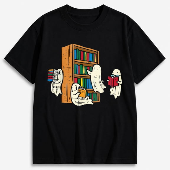Halloween Shirt, Library Ghosts Reading Books Graphic Tee