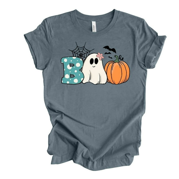 Halloween Shirt, Super Fun BOO with Ghost and Pumpkin Design on premium Bella   Canvas unisex shirt, 3 color choices, 3x Boo, 4x Halloween