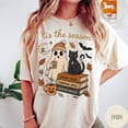 thumbnail image 1 of Halloween Shirt, 'Tis The Season Ghost Black Cat Tee, Pumpkin Spice Spooky Vibes Fall Graphic T-Shirt, 1 of 5