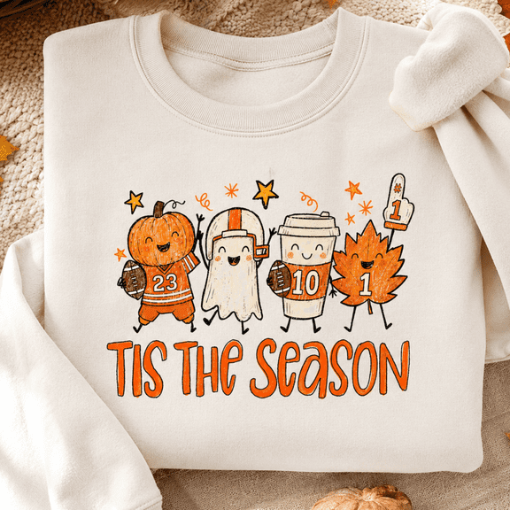 Halloween Shirt, Tis The Season Sweatshirt, Pumpkin Ghost Fall Hoodie, Spooky Game Day Graphic Tee, Football Season Gift For Her