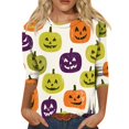 thumbnail image 1 of Halloween Shirt Women 3/4 Sleeve Halloween Shirts Funny Graphic Print Fall Holiday Halloween Tops, 1 of 4