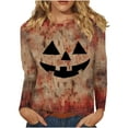 thumbnail image 1 of Halloween Shirt Women Clearance Womens Shirts Casual Sweatshirts for Women Loose Fit Long Sleeve Workout Top Crewneck Sweater Women 2024 Women's Fashion Tees Round Neck T Shirt Retro Print Shirt, 1 of 4