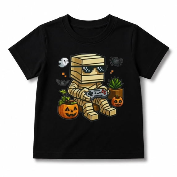 Halloween Shirt for Kids with Books Mummy Pumpkin and Ghost Graphic, Short Sleeve for Boys and Girls
