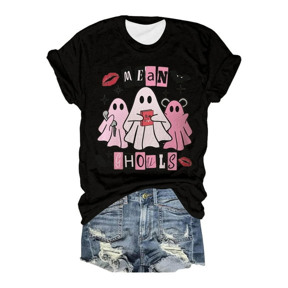 Halloween Shirt for Women Graphic Printed Round Neck Blouses Casual Fall Long Sleeve Pullover Tops