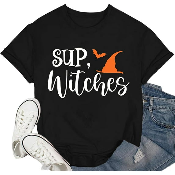 Halloween Shirt for Women Halloween Witch Tshirt Horror Hocus Pocus Tee Top