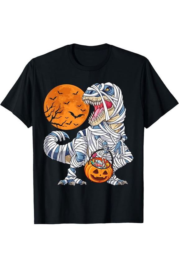 Halloween Shirts Dinosaur T rex Mummy Pumpkin T-Shirt