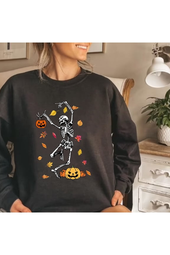 Halloween Shirts, Fall Shirt, Dancing Skeleton Sweatshirt, Halloween Sweatshirt, Halloween
