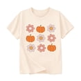thumbnail image 1 of Halloween Shirts For Big Girl Pumpkin Floral Print Children's Round Neck Short Sleeve Kindergarten Casual Loose Fit Tees Tops Size 10-11T, 1 of 2