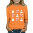 thumbnail image 1 of Halloween Shirts for Kids Girls Ghost Graphic Tees 3/4 Sleeve Cute Toddler Y2K Funny Tops Tween Holiday Gift Crew Neck Tshirts, Size 3-12, Orange 10-11 Years, 1 of 4