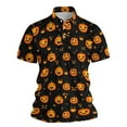 thumbnail image 1 of Halloween Shirts for Men Slim Fit Pumpkin Printed Party Casual Summer Tops Comfortable Breathable Short Sleeve Button Collared Polo Shirts for Men Orange L, 1 of 2