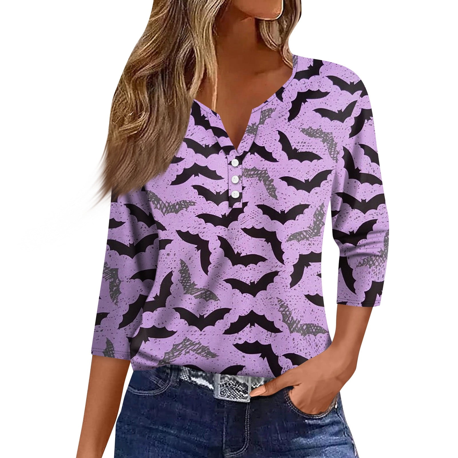 Halloween Shirts, Halloween Shirts for Women, Ladies Tops, 3/4 Length