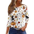 thumbnail image 1 of Halloween Shirts for Women 3/4 Sleeve Tops for Women Halloween Graphic Tee Crew Neck T Shirts for Women Halloween Tee Halloween Clothing Ladies' Halloween Top Vintage Tshirts Tshirts for Women, 1 of 4