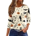 thumbnail image 1 of Halloween Shirts for Women 3/4 Sleeve Tops for Women Halloween Graphic Tee Crew Neck T Shirts for Women Vintage Tshirts Summer Tops for Women Ladies' Halloween Top Womens Tops Tshirts for Women, 1 of 4