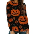 thumbnail image 1 of Halloween Shirts for Women Long Sleeve T-Shirts Pullover Tops Fall Long Sleeve Casual Blouses Cute Funny Halloween Printed Sweatshirt Women's Costumes, 1 of 4
