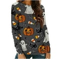 thumbnail image 1 of Halloween Shirts for Women Long Sleeve T-Shirts Pullover Tops Fall Long Sleeve Casual Blouses Cute Funny Halloween Printed Sweatshirt Women's Costumes, 1 of 4