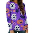 thumbnail image 1 of Halloween Shirts for Women Long Sleeve T-Shirts Pullover Tops Fall Long Sleeve Casual Blouses Cute Funny Halloween Printed Sweatshirt Women's Costumes, 1 of 4