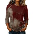 thumbnail image 1 of Halloween Shirts for Women Plus Size Funny 3/4 Sleeve Pullover Horror Halloween Printed T Shirts Spooky Crew Neck Tops Holiday Three Quarter Length Blouses, 2XL, 1 of 7