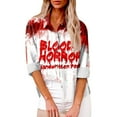 Halloween Shirts for Women Trendy Button Down Linen TShirts Roll Up