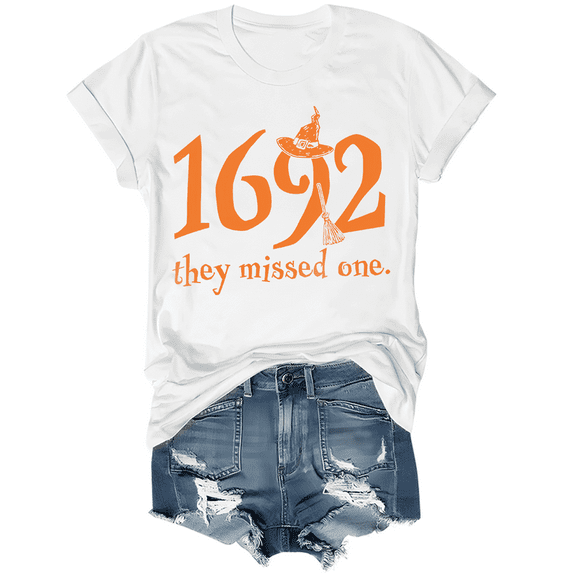 Halloween Shirts Womens Witch Tshirts 1692 They Missed One Shirt