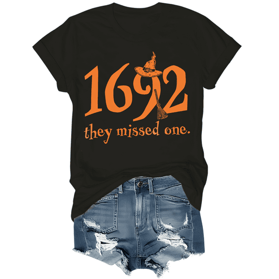 Halloween Shirts Womens Witch Tshirts 1692 They Missed One Shirt