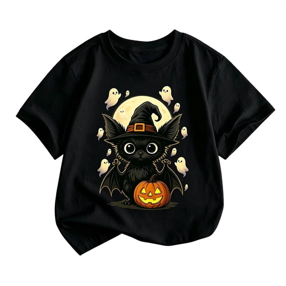Halloween Shirts for Boys Crewneck Short Sleeve T-Shirts Funny Holiday Tee Spooky Season Short Sleeve Tee Tops
