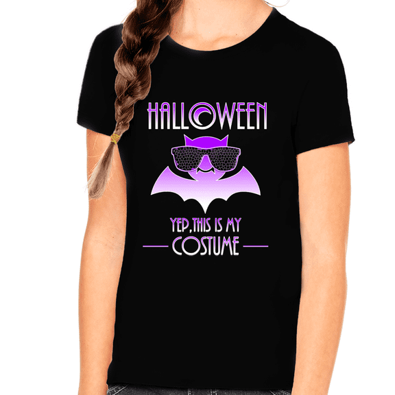 Halloween Shirts for Girls Funny Halloween Shirts for Kids Halloween Purple Bat Shirt Girls Halloween Shirt