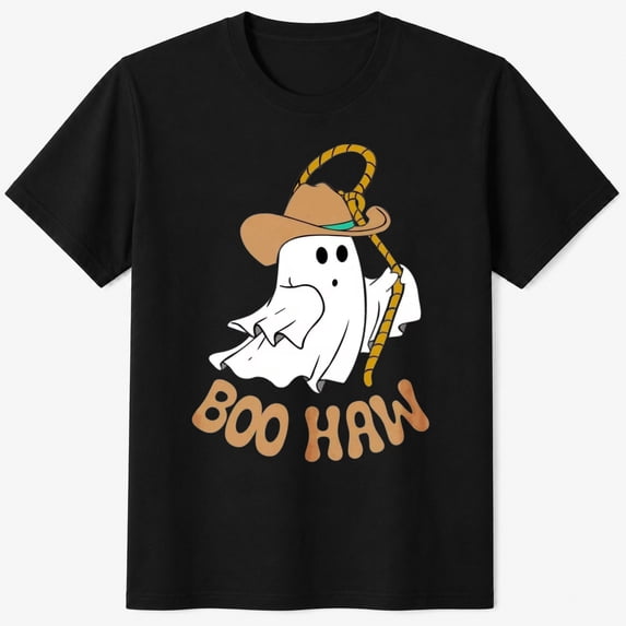 Halloween Shirts for Kids, Boo Haw Cowboy Ghost Graphic Western Halloween T-Shirt