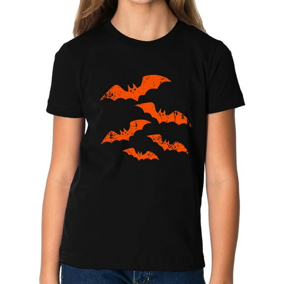 Halloween Shirts for Kids Boys Girls - Age 6 from 15 Years Old - Scary Bats Flying Graphic Tee