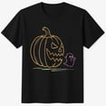 thumbnail image 1 of Halloween Shirts for Kids, Jack O Lantern and Tiny Ghost Outline Halloween T-Shirt, 1 of 5