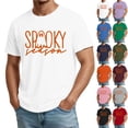 thumbnail image 1 of Halloween Shirts for Men Bat Witch Hat Graphic Crew Neck Cute Costumes Skeleton Print Short Sleeve Casual Vintage Tops 3XL, 1 of 5