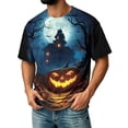 thumbnail image 1 of Halloween Shirts for Men Funny Pumpkin Ghost Print Graphic Halloween Tshirts Round Neck Short Sleeve Corduroy Tops Purple XL, 1 of 5