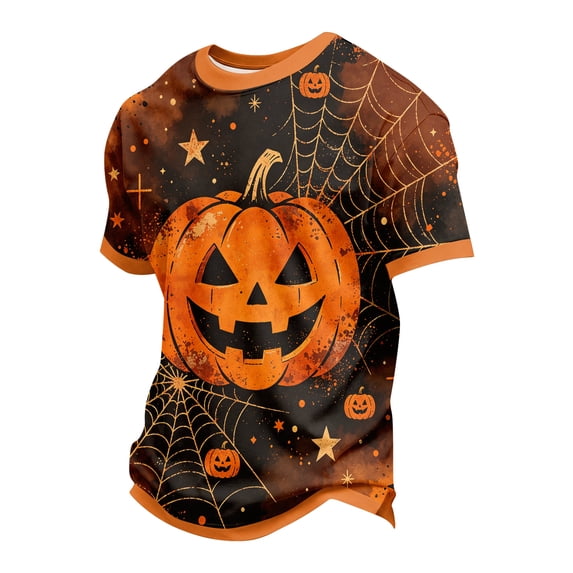 Halloween Shirts for Men Halloween Pumpkin Graphic Tees Mens Short Sleeve Crewneck Funny Halloween Holiday Costumes Tops