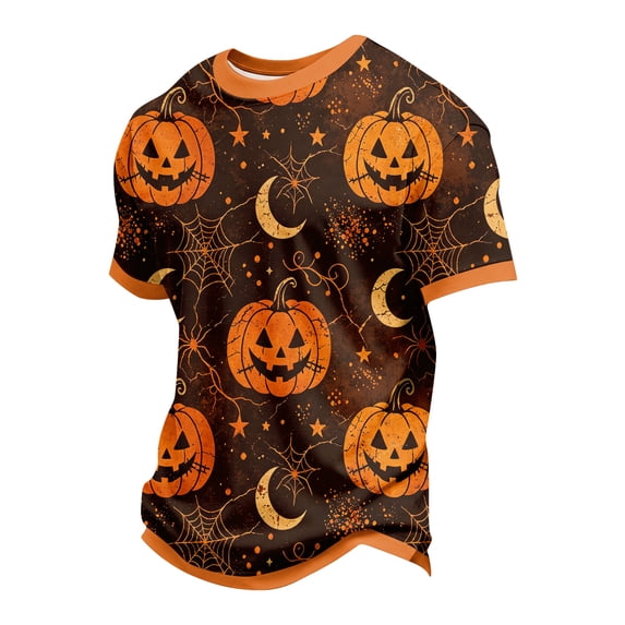 Halloween Shirts for Men Halloween Pumpkin Graphic Tees Short Sleeve Crewneck Funny Halloween Costumes Tops
