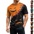 thumbnail image 1 of Halloween Shirts for Men Spider Castle Graphic Crew Neck Spooky Costumes Skeleton Print Short Sleeve Casual Cute Tops L, 1 of 6