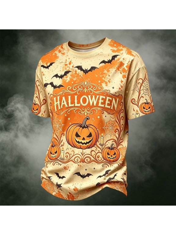Halloween Shirts for Men Spooky Funny Graphic Print Halloween T Shirts Plus Size Short Sleeve Halloween Costumes