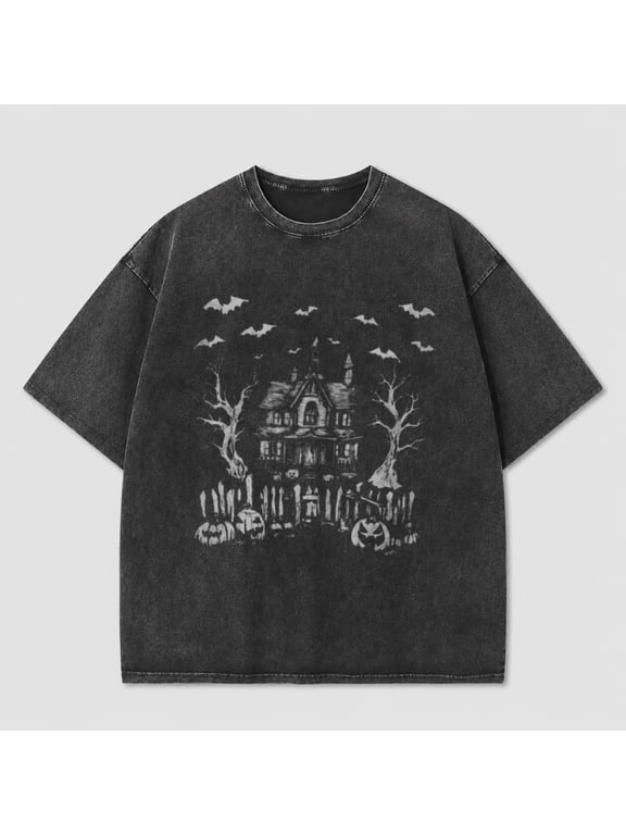 Halloween Shirts for Men and Women Cute Ghost Graphic Tees Fall Crewneck Short Sleeve Costumes Autumn Party Graphic T-Shirt