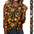 thumbnail image 1 of Halloween Shirts for Women 长袖 2026 Cute Pumpkin Ghost Bat Tunic Blouse Vintage Crew Neck Tops Casual Holiday Shirt Tops Clothes, 1 of 7
