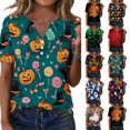 thumbnail image 1 of Halloween Shirts for Women 2026 V Neck Plus Size Funny Cute Vintage Teacher Shirts Casual Holiday Tops, 1 of 6