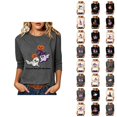 thumbnail image 1 of Halloween Shirts for Women 3/4 Sleeve Casual Crewneck Funny I'm Just Here for The Boos Graphic T Shirt Halloween Tops, 1 of 5